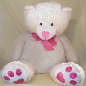 BEST MADE TOYS HUGE LARGE CREAM & PINK BEAR